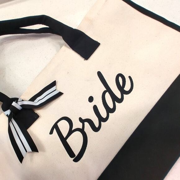 FLASH SALE 🍒 BRIDE gift TOTE! off white/canvas and black - Picture 4 of 8